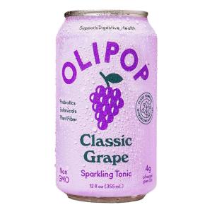 OLIPOP – Classic Grape Sparkling Tonic, Healthy Soda, Prebiotic Soft Drink, Aids Digestive Health & Immune Health, High in Plant Fiber, Caffeine Free, Low Calorie, Low Sugar 12 oz