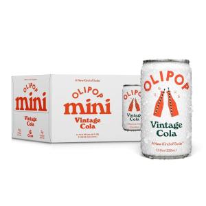 OLIPOP Minis Prebiotic Soda Pop, Ginger Ale, Pantry Pack Packed with Prebiotics, Fiber, and Botanicals, Gluten Free, Vegan, GMO Free, 7.5oz (6-Cans)(Vintage Cola)