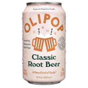 OLIPOP Prebiotic Soda Pop, Cherry Cola, Prebiotics, Botanicals, Plant Fiber, 12 fl oz can(Classic Root Beer)
