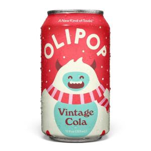 OLIPOP Prebiotic Soda Pop, Cherry Cola, Prebiotics, Botanicals, Plant Fiber, 12 fl oz can(Vintage Cola)