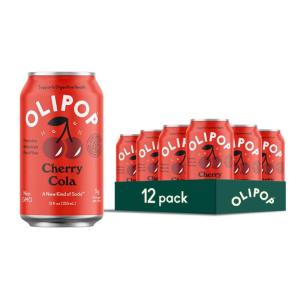 OLIPOP Prebiotic Soda Pop, Cherry Vanilla, A New Kind of Soda Packed with Prebiotics, Fiber, and Botanicals, Gluten Free, Vegan, GMO Free, 12oz (12-Cans)(Cherry Cola)