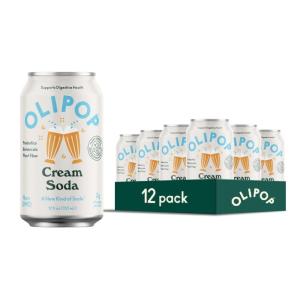 OLIPOP Prebiotic Soda Pop, Cherry Vanilla, A New Kind of Soda Packed with Prebiotics, Fiber, and Botanicals, Gluten Free, Vegan, GMO Free, 12oz (12-Cans)(Cream Soda)