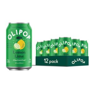 OLIPOP Prebiotic Soda Pop, Cherry Vanilla, A New Kind of Soda Packed with Prebiotics, Fiber, and Botanicals, Gluten Free, Vegan, GMO Free, 12oz (12-Cans)(Lemon Lime)