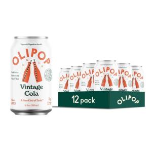 OLIPOP Prebiotic Soda Pop, Cherry Vanilla, A New Kind of Soda Packed with Prebiotics, Fiber, and Botanicals, Gluten Free, Vegan, GMO Free, 12oz (12-Cans)(Vintage Cola)