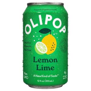 OLIPOP Prebiotic Soda Pop, Lemon Lime, Prebiotics, Botanicals, Plant Fiber, 12 fl oz(12 Fl Oz)