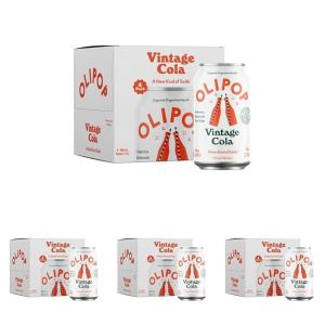 OLIPOP Prebiotic Soda Pop, Vintage Cola, Prebiotics, Botanicals, Plant Fiber, 12 fl oz (4 Cans)(12 FZ (Pack of 4))