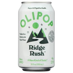OLIPOP Prebiotic Soda, Ridge Rush, Blend of Prebiotics, Botanicals, Plant Fiber, 12 fl oz(12 Fl Oz)