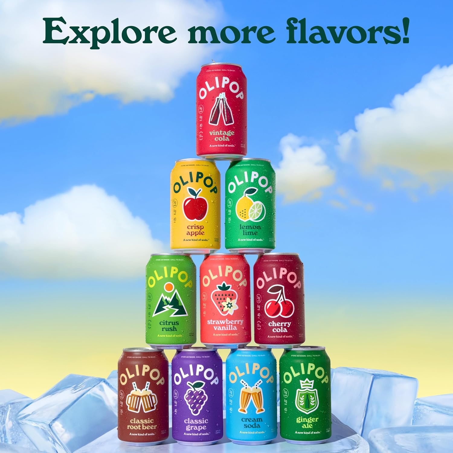 image:imageOLIPOP Prebiotic Soda Pop Raspberry Sherbet Pantry Pack Packed with Prebiotics Fiber and Botanicals Gluten Free GMO Free 12oz 12Cans Packaging May VaryCherry Cola