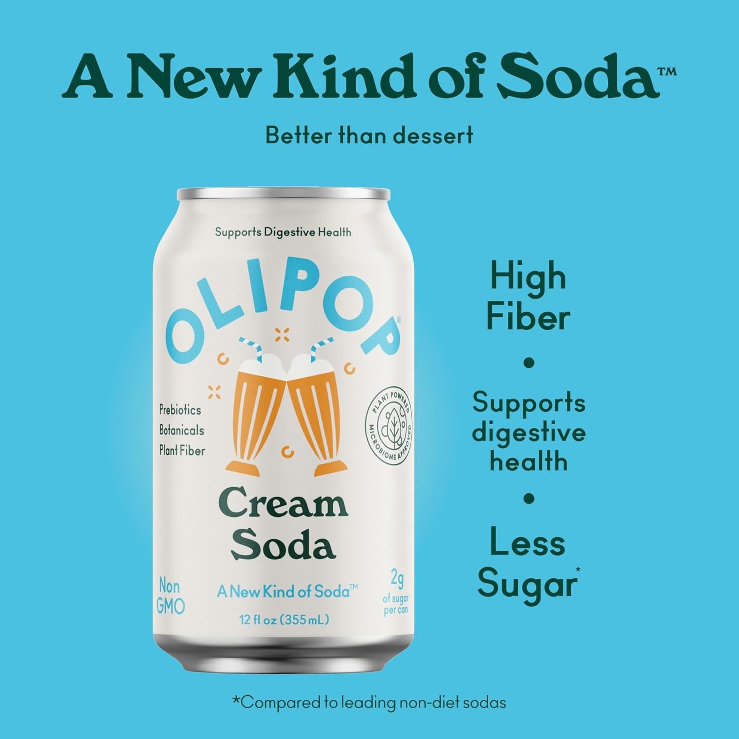 image:imageOLIPOP Prebiotic Soda Pop Raspberry Sherbet Pantry Pack Packed with Prebiotics Fiber and Botanicals Gluten Free GMO Free 12oz 12Cans Packaging May Vary3 Flavor Variety Pack