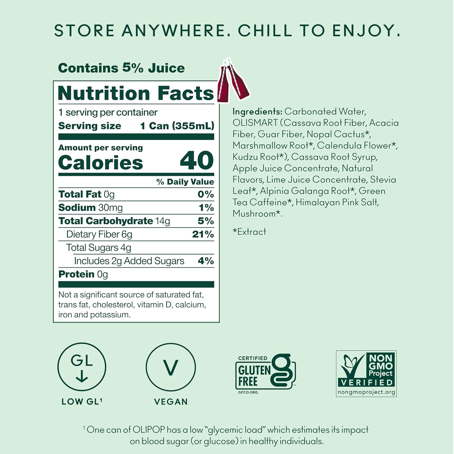 image:imageOLIPOP Prebiotic Soda Pop Raspberry Sherbet Pantry Pack Packed with Prebiotics Fiber and Botanicals Gluten Free GMO Free 12oz 12Cans Packaging May VaryVintage Cola