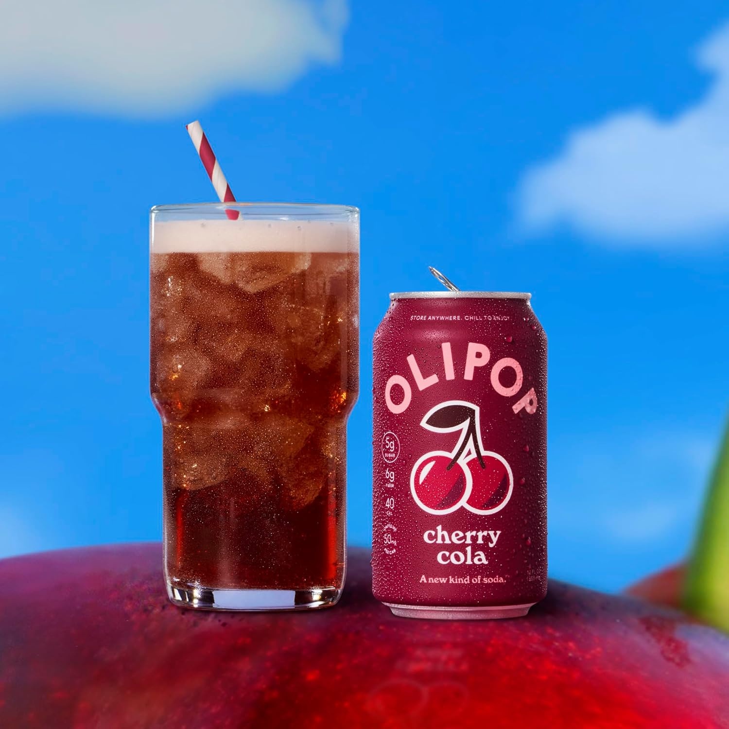 image:imageOLIPOP Prebiotic Soda Pop Raspberry Sherbet Pantry Pack Packed with Prebiotics Fiber and Botanicals Gluten Free GMO Free 12oz 12Cans Packaging May VaryCherry Cola
