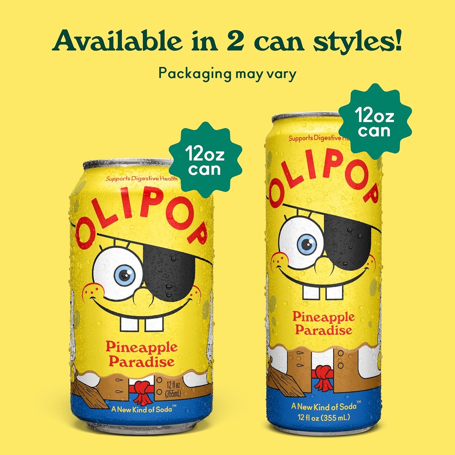 image:imageOLIPOP Prebiotic Soda Pop Raspberry Sherbet Pantry Pack Packed with Prebiotics Fiber and Botanicals Gluten Free GMO Free 12oz 12Cans Packaging May VarySpongeBob Pineapple Paradise