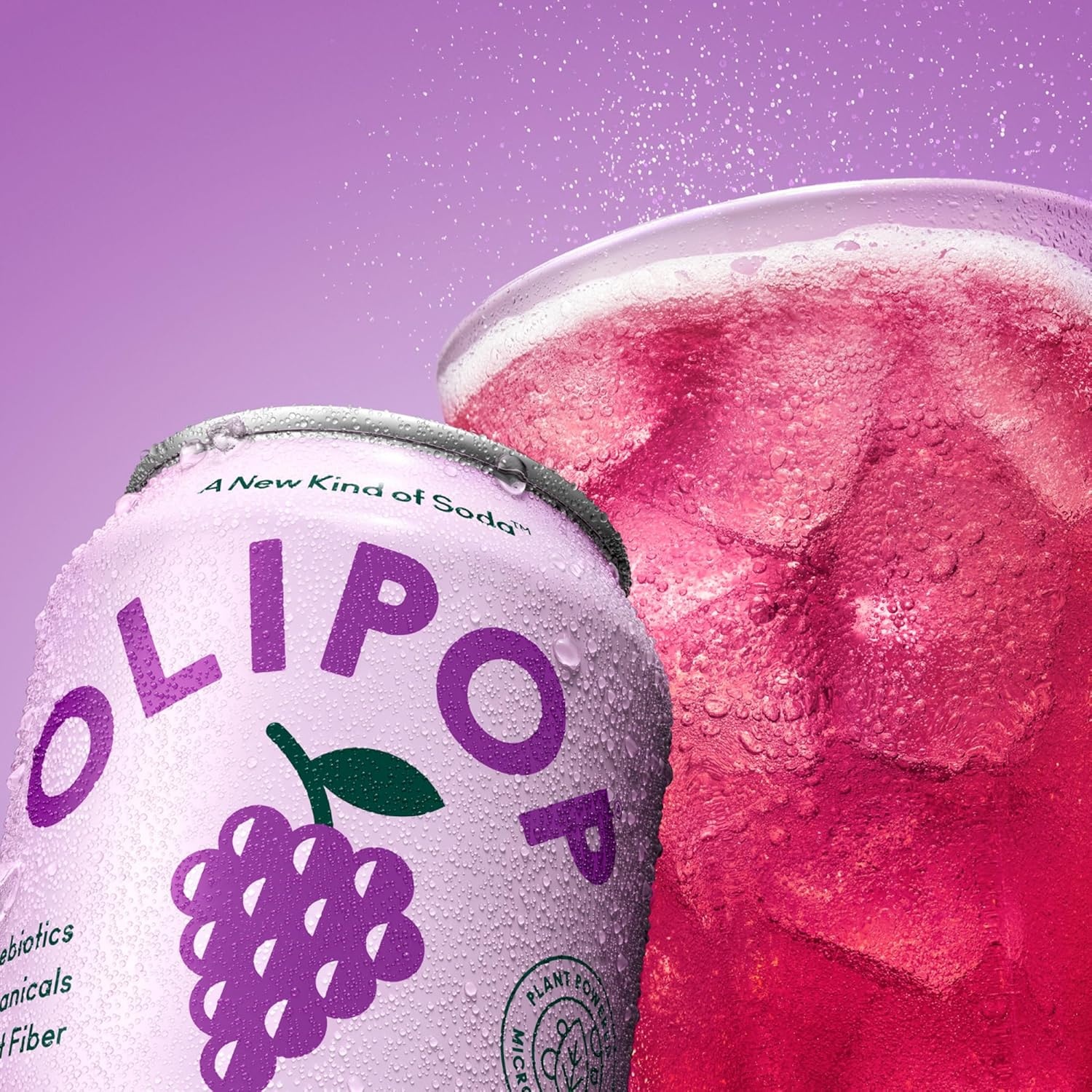 image:imageOLIPOP Prebiotic Soda Pop Raspberry Sherbet Pantry Pack Packed with Prebiotics Fiber and Botanicals Gluten Free GMO Free 12oz 12Cans Packaging May VaryGrape