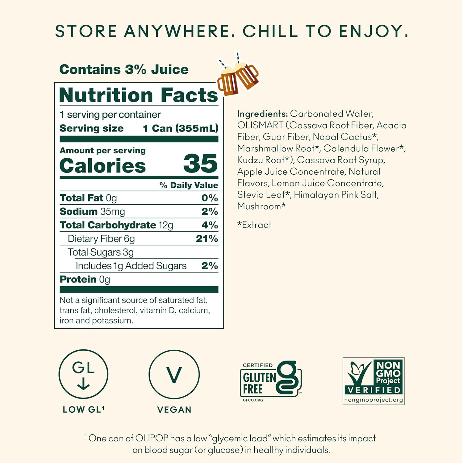 image:imageOLIPOP Prebiotic Soda Pop Raspberry Sherbet Pantry Pack Packed with Prebiotics Fiber and Botanicals Gluten Free GMO Free 12oz 12Cans Packaging May VaryClassic Root Beer