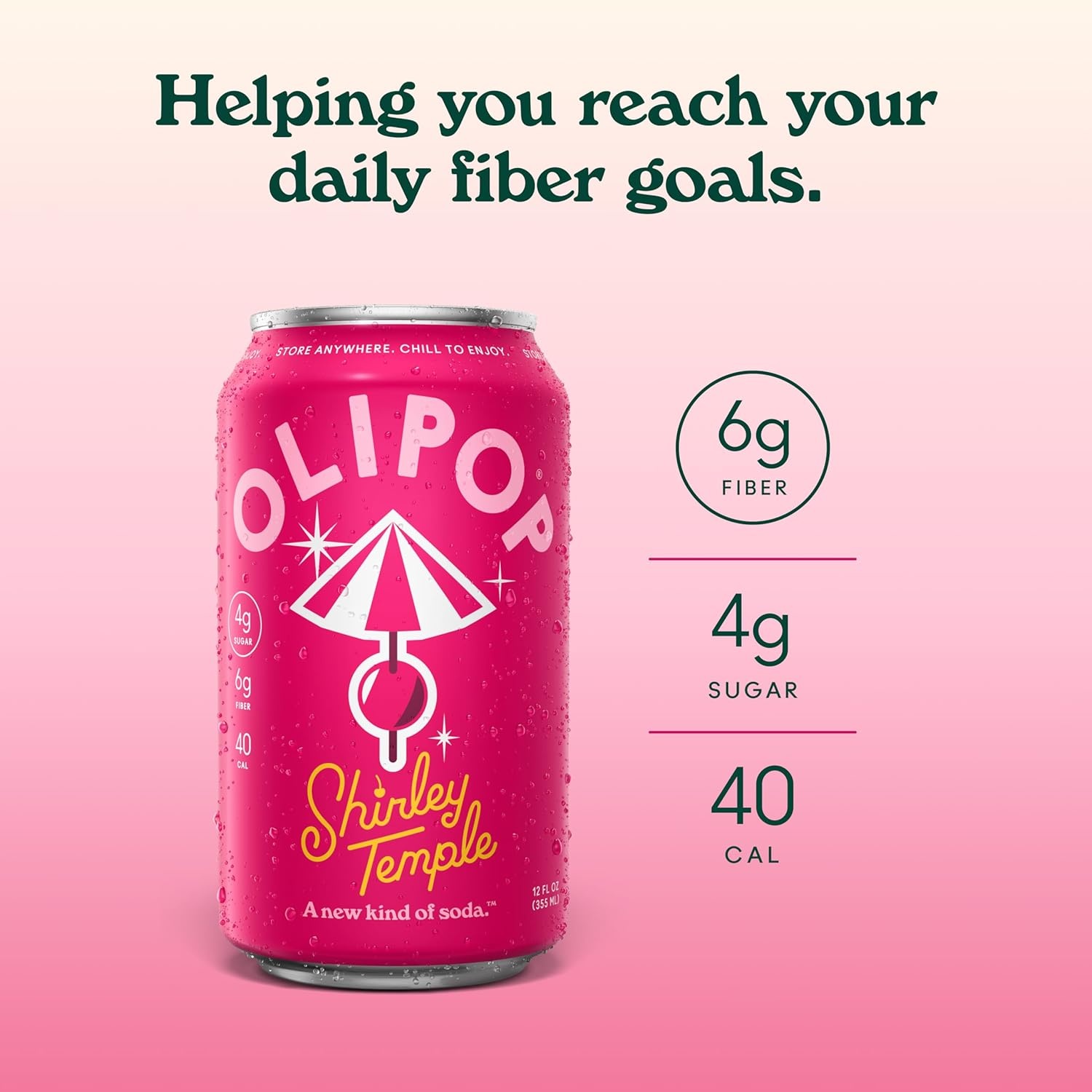 image:imageOLIPOP Prebiotic Soda Pop Raspberry Sherbet Pantry Pack Packed with Prebiotics Fiber and Botanicals Gluten Free GMO Free 12oz 12Cans Packaging May VaryShirley Temple
