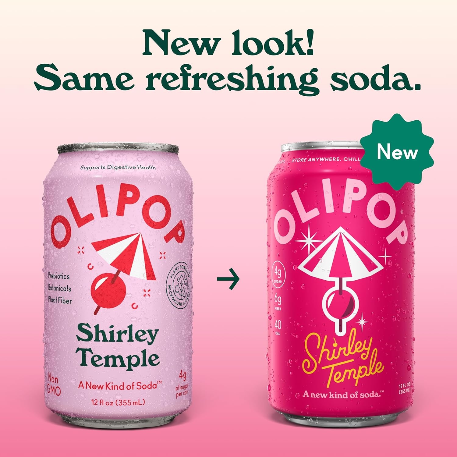 image:imageOLIPOP Prebiotic Soda Pop Raspberry Sherbet Pantry Pack Packed with Prebiotics Fiber and Botanicals Gluten Free GMO Free 12oz 12Cans Packaging May VaryShirley Temple