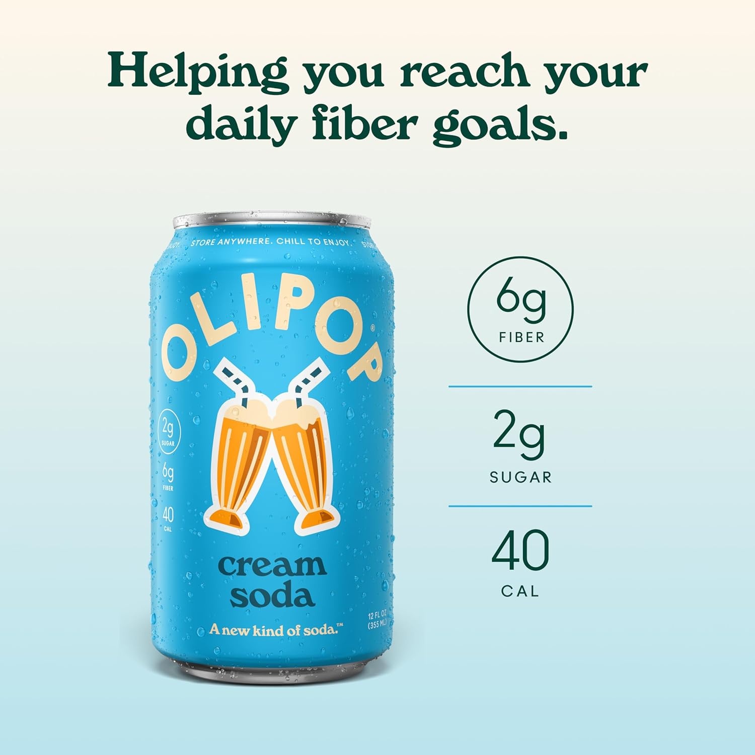 image:imageOLIPOP Prebiotic Soda Pop Raspberry Sherbet Pantry Pack Packed with Prebiotics Fiber and Botanicals Gluten Free GMO Free 12oz 12Cans Packaging May VaryCream Soda