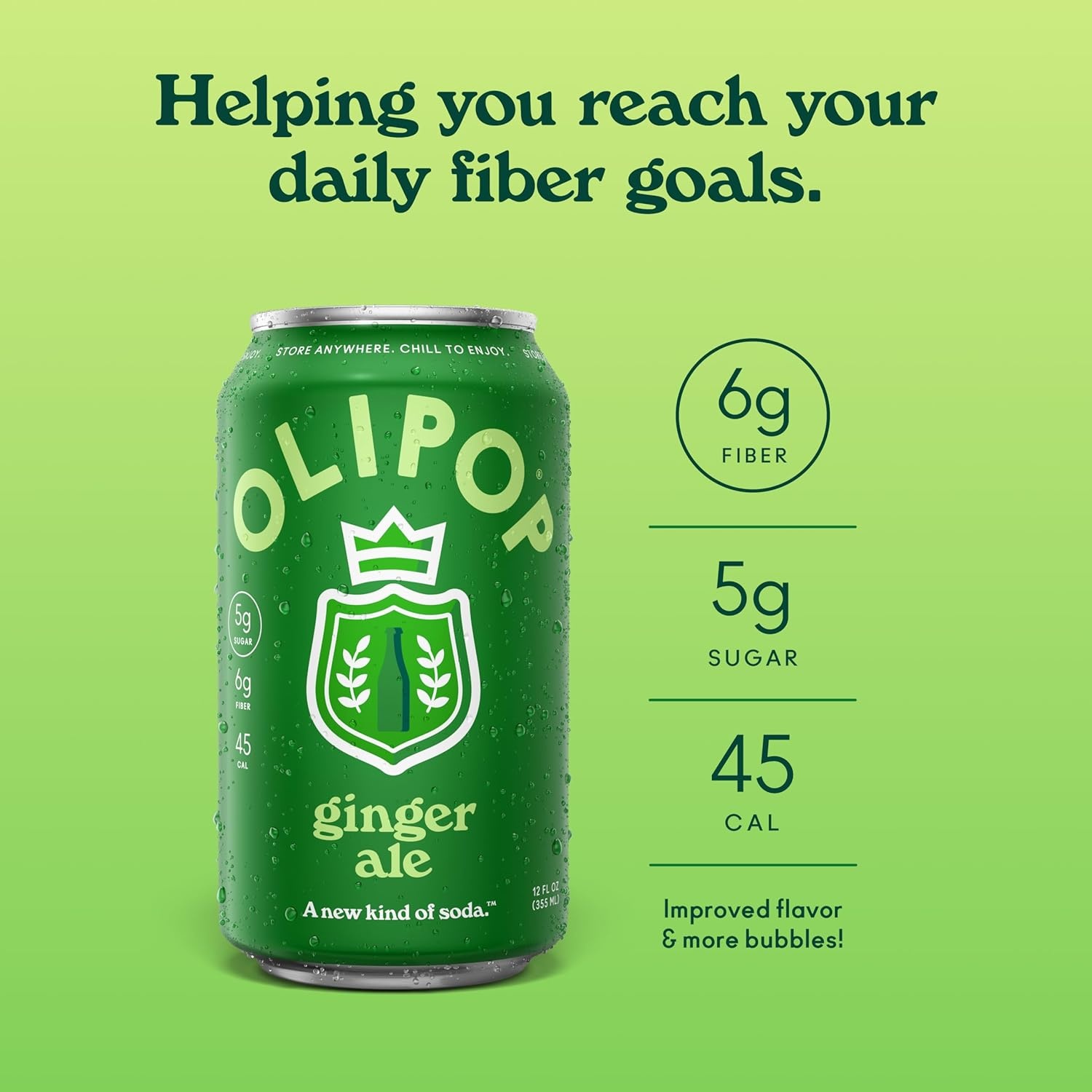 image:imageOLIPOP Prebiotic Soda Pop Raspberry Sherbet Pantry Pack Packed with Prebiotics Fiber and Botanicals Gluten Free GMO Free 12oz 12Cans Packaging May VaryGinger Ale