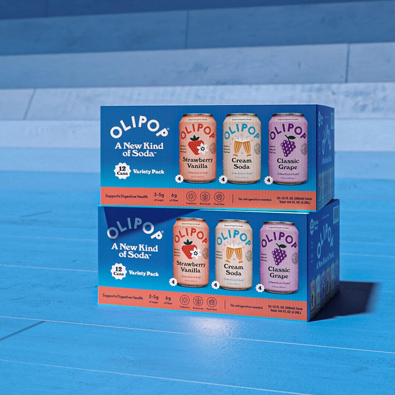 image:imageOLIPOP Prebiotic Soda Pop Raspberry Sherbet Pantry Pack Packed with Prebiotics Fiber and Botanicals Gluten Free GMO Free 12oz 12Cans Packaging May Vary3 Flavor Variety Pack