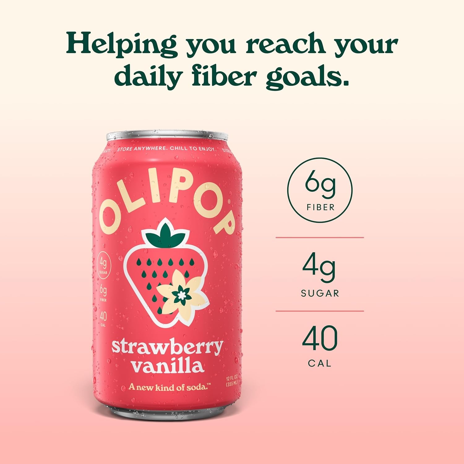 image:imageOLIPOP Prebiotic Soda Pop Raspberry Sherbet Pantry Pack Packed with Prebiotics Fiber and Botanicals Gluten Free GMO Free 12oz 12Cans Packaging May VaryStrawberry Vanilla