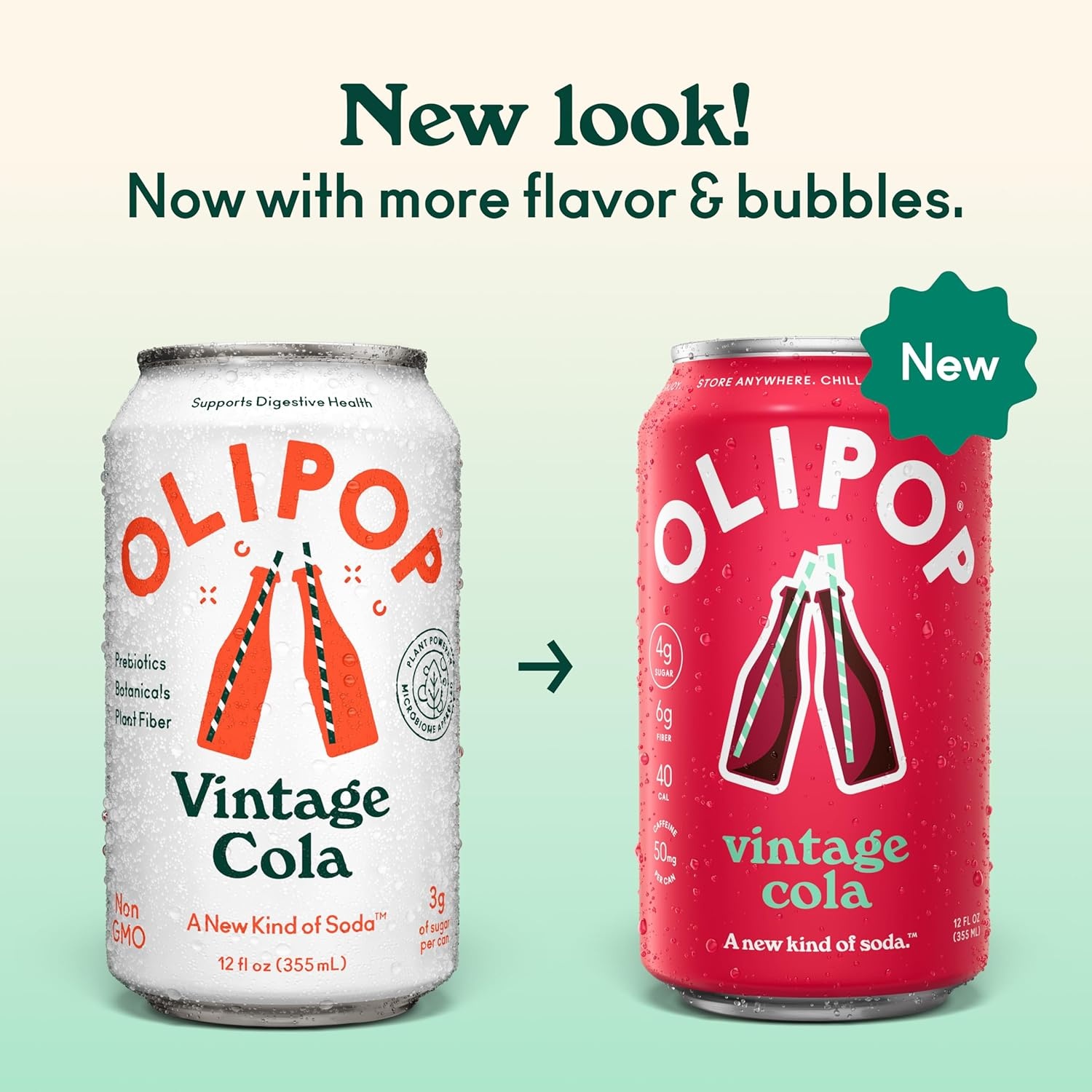image:imageOLIPOP Prebiotic Soda Pop Raspberry Sherbet Pantry Pack Packed with Prebiotics Fiber and Botanicals Gluten Free GMO Free 12oz 12Cans Packaging May VaryVintage Cola