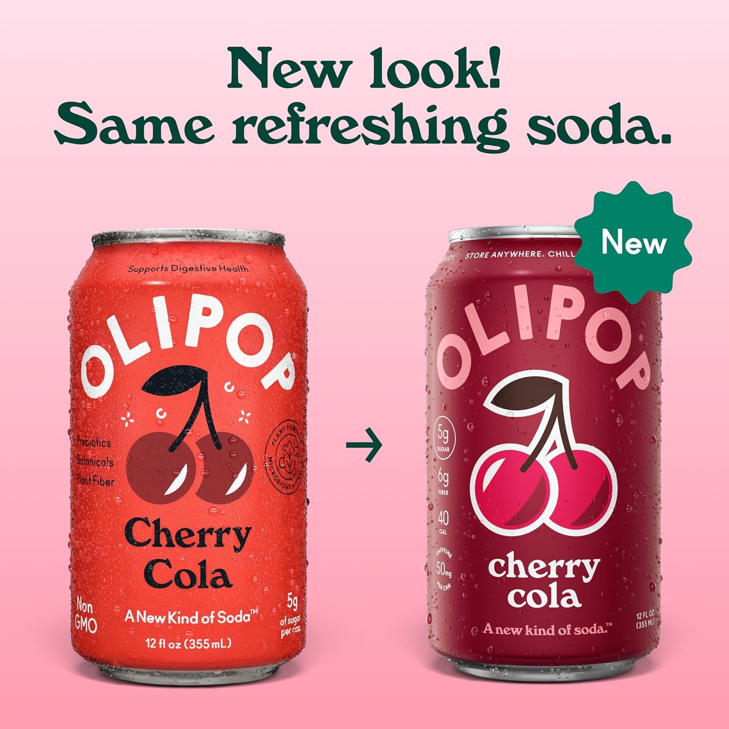 image:imageOLIPOP Prebiotic Soda Pop Raspberry Sherbet Pantry Pack Packed with Prebiotics Fiber and Botanicals Gluten Free GMO Free 12oz 12Cans Packaging May VaryCherry Cola
