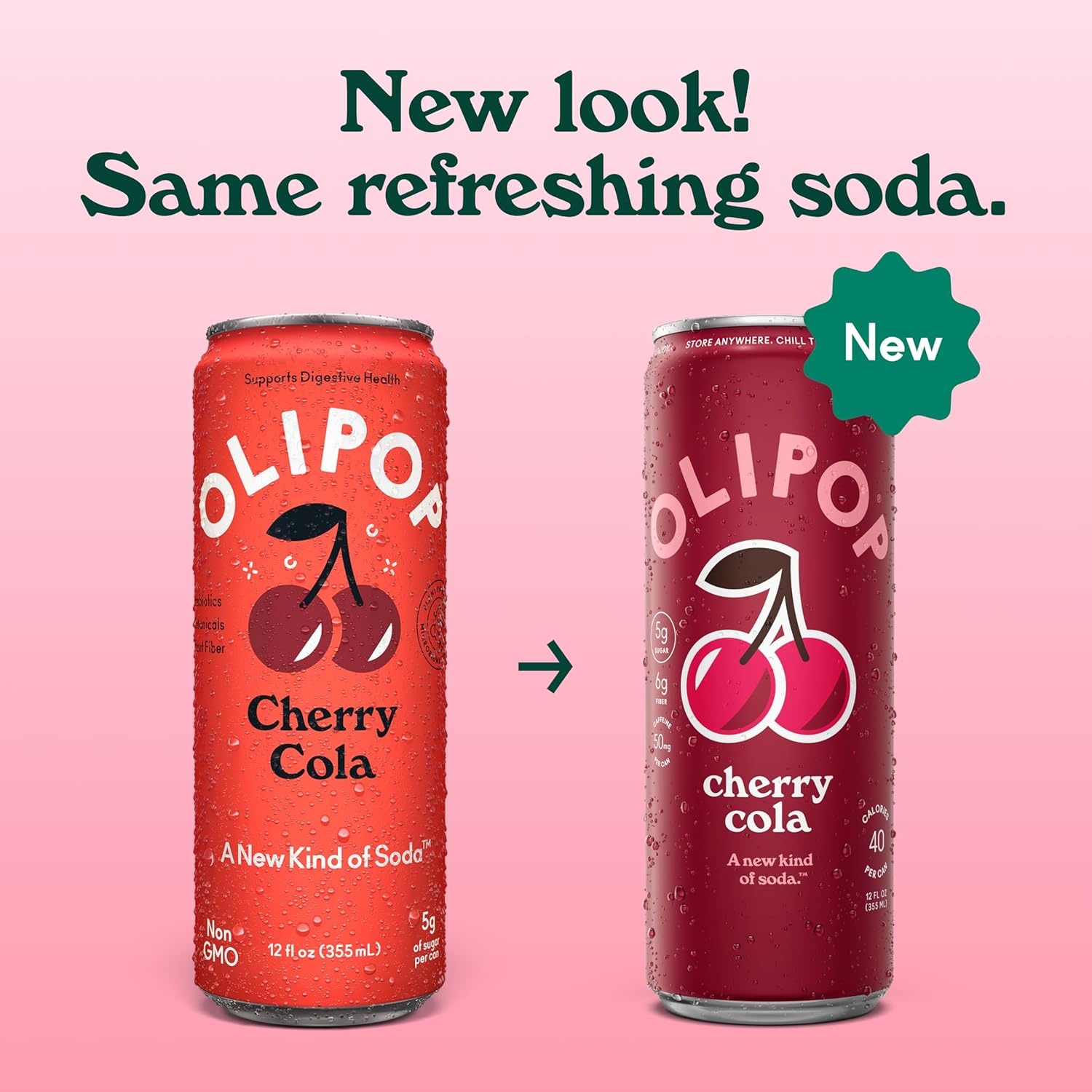 image:imageOLIPOP Sparkling Prebiotic Soda Crisp Apple Pantry Pack Packed with Prebiotics Fiber and Botanicals Gluten Free GMO Free 12oz Skinny Can 12Cans Packaging May VaryCherry Cola