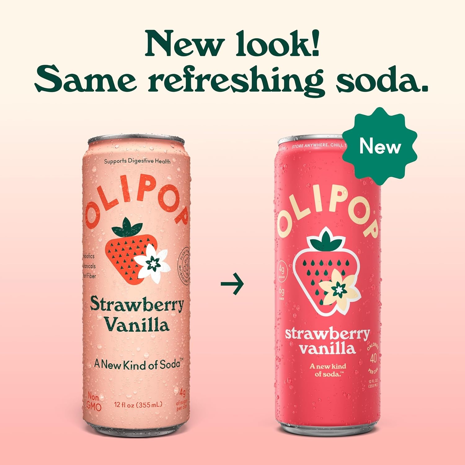 image:imageOLIPOP Sparkling Prebiotic Soda Crisp Apple Pantry Pack Packed with Prebiotics Fiber and Botanicals Gluten Free GMO Free 12oz Skinny Can 12Cans Packaging May VaryStrawberry Vanilla