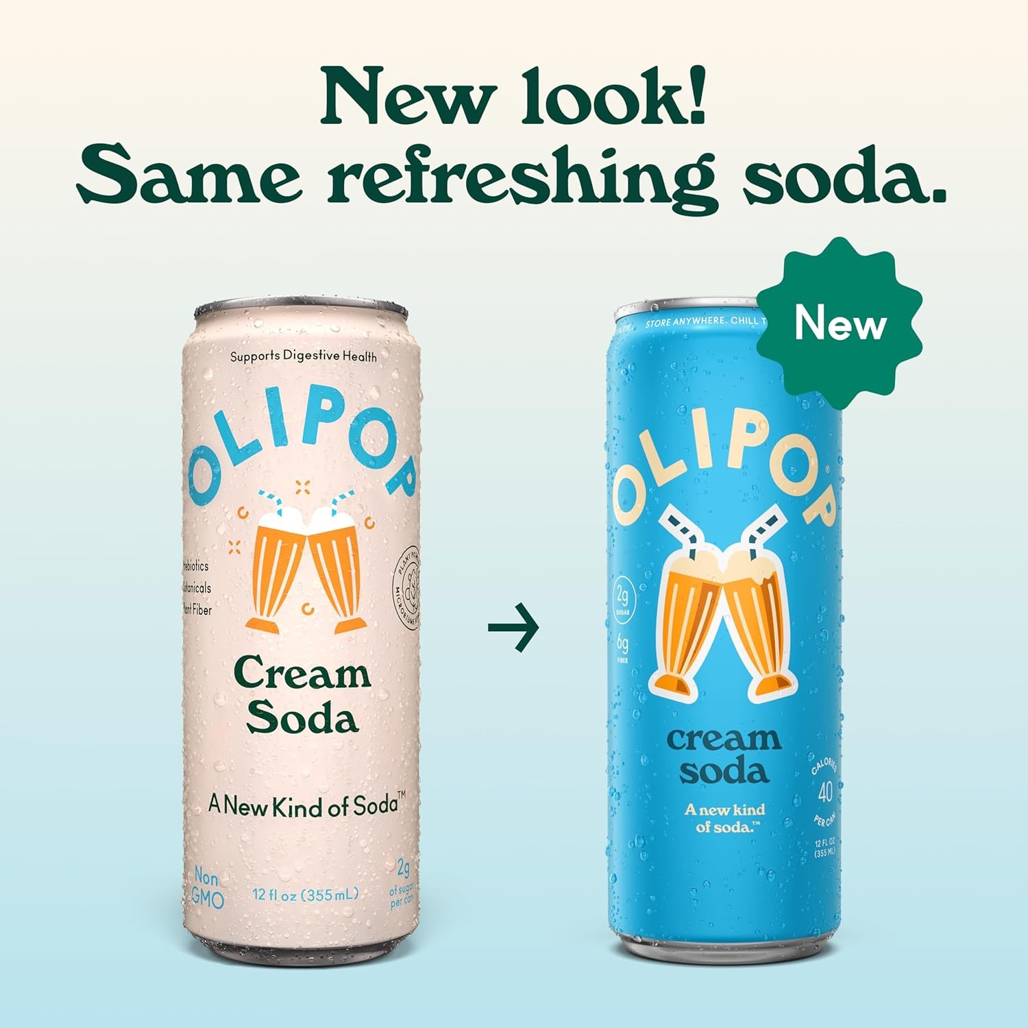 image:imageOLIPOP Sparkling Prebiotic Soda Crisp Apple Pantry Pack Packed with Prebiotics Fiber and Botanicals Gluten Free GMO Free 12oz Skinny Can 12Cans Packaging May VaryCream Soda