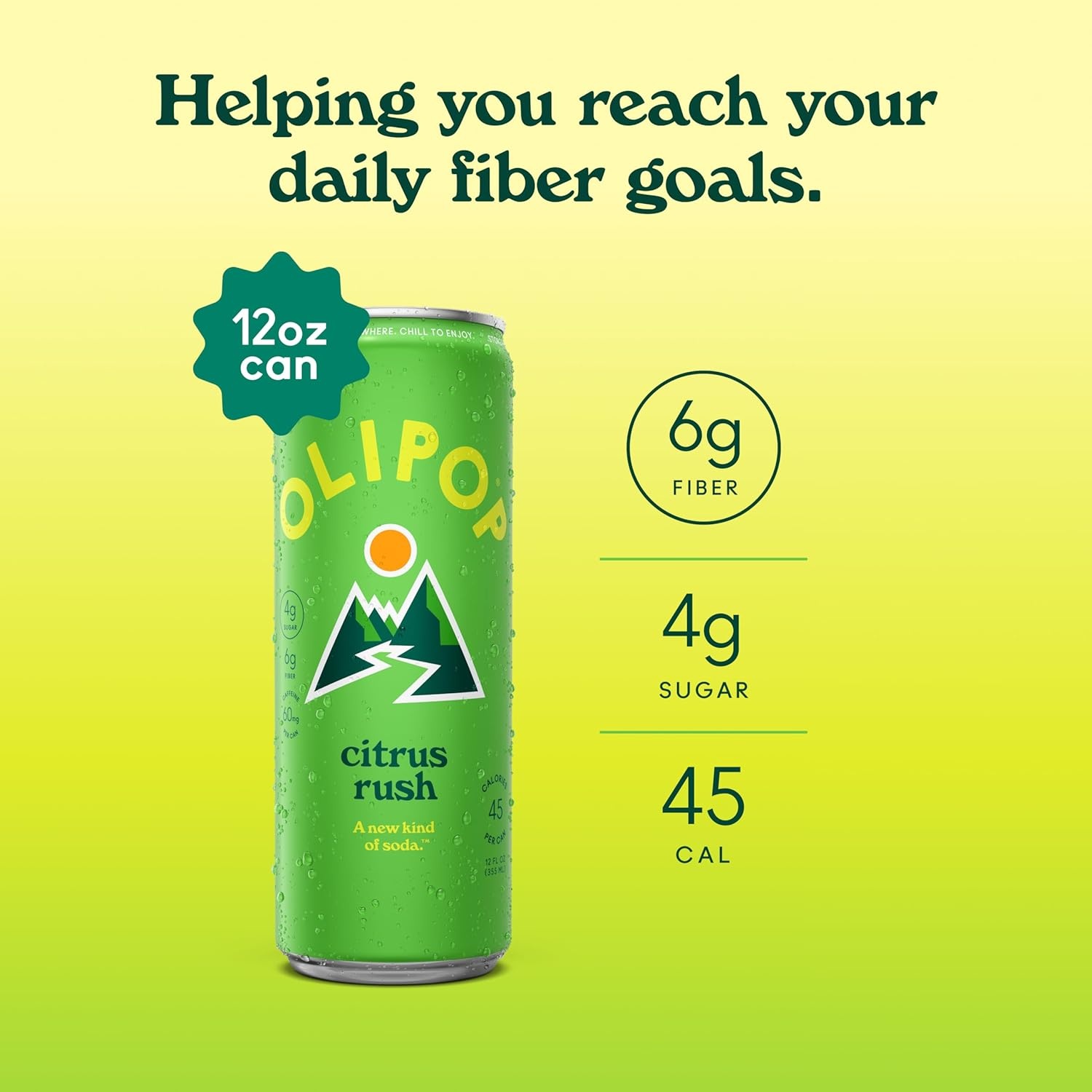 image:imageOLIPOP Sparkling Prebiotic Soda Crisp Apple Pantry Pack Packed with Prebiotics Fiber and Botanicals Gluten Free GMO Free 12oz Skinny Can 12Cans Packaging May VaryCitrus Rush