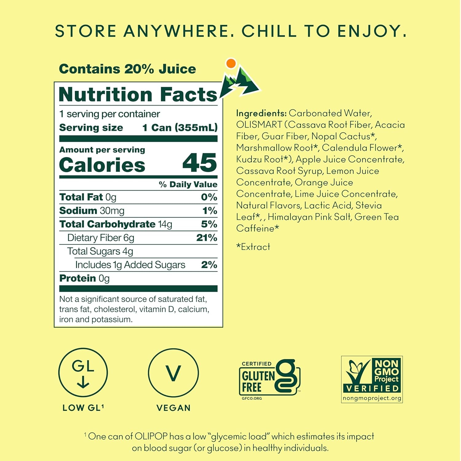 image:imageOLIPOP Sparkling Prebiotic Soda Crisp Apple Pantry Pack Packed with Prebiotics Fiber and Botanicals Gluten Free GMO Free 12oz Skinny Can 12Cans Packaging May VaryCitrus Rush