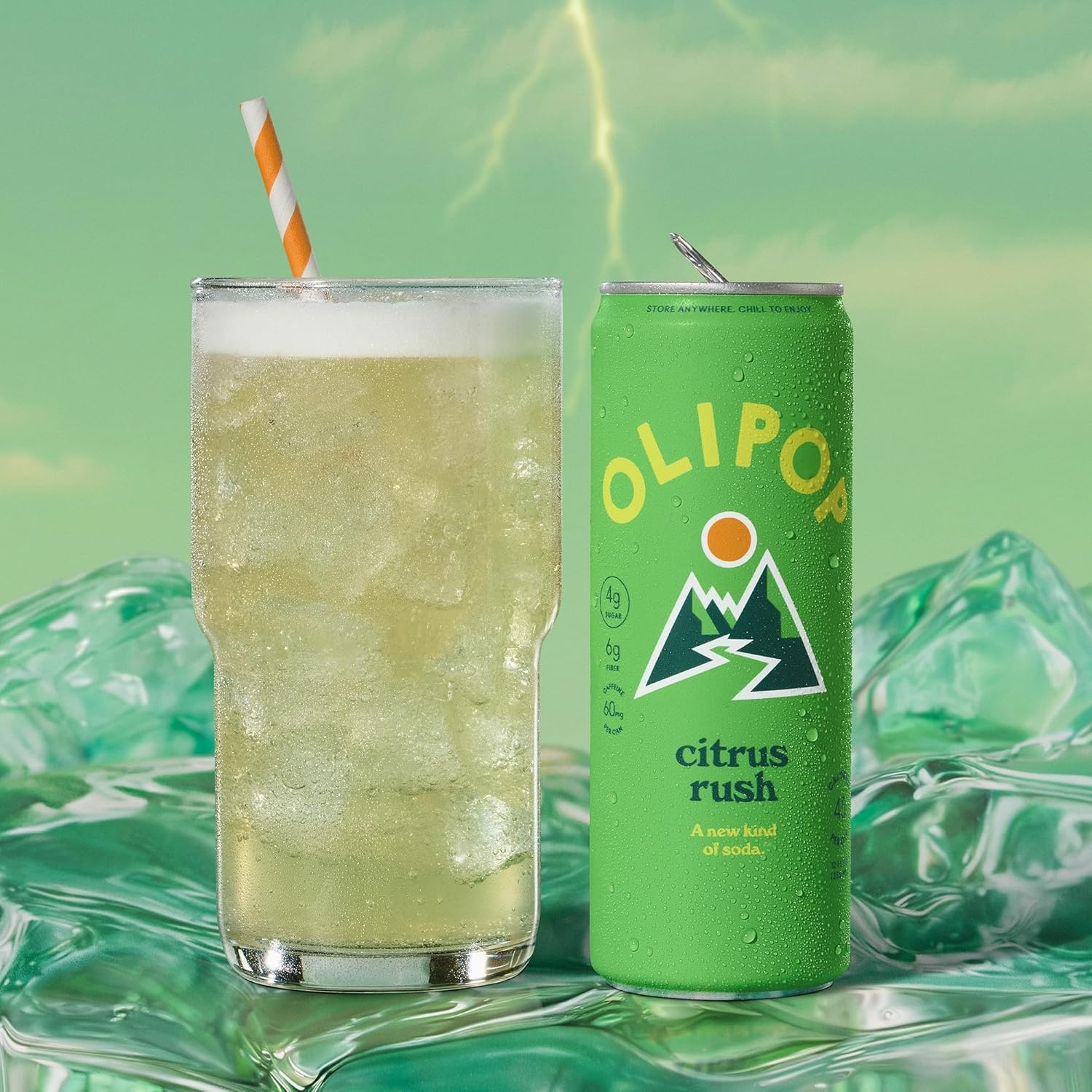 image:imageOLIPOP Sparkling Prebiotic Soda Crisp Apple Pantry Pack Packed with Prebiotics Fiber and Botanicals Gluten Free GMO Free 12oz Skinny Can 12Cans Packaging May VaryCitrus Rush