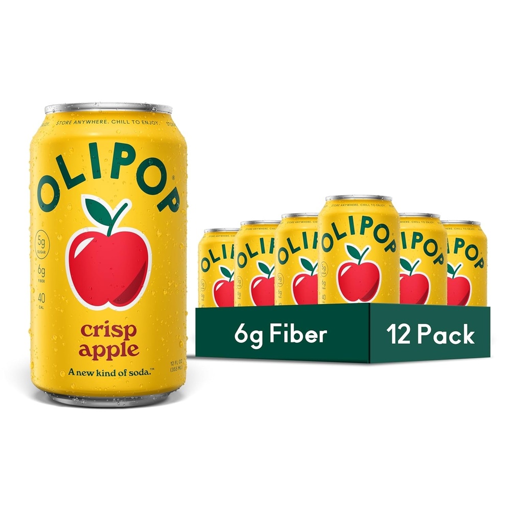 image:imageOLIPOP Prebiotic Soda Pop Raspberry Sherbet Pantry Pack Packed with Prebiotics Fiber and Botanicals Gluten Free GMO Free 12oz 12Cans Packaging May VaryApple