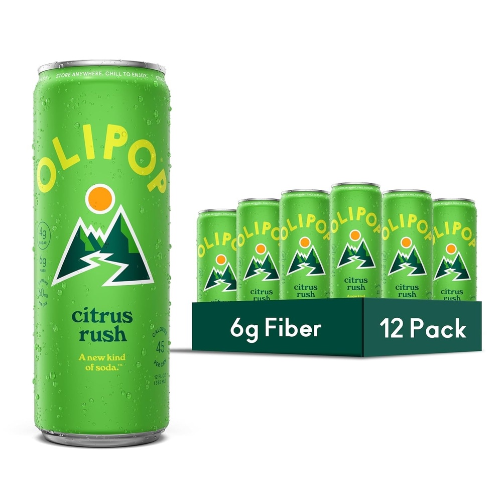 image:imageOLIPOP Sparkling Prebiotic Soda Crisp Apple Pantry Pack Packed with Prebiotics Fiber and Botanicals Gluten Free GMO Free 12oz Skinny Can 12Cans Packaging May VaryCitrus Rush