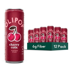 OLIPOP Sparkling Prebiotic Soda, Crisp Apple, Pantry Pack Packed with Prebiotics, Fiber, and Botanicals, Gluten Free, GMO Free, 12oz Skinny Can (12-Cans) (Packaging May Vary)(Cherry Cola)
